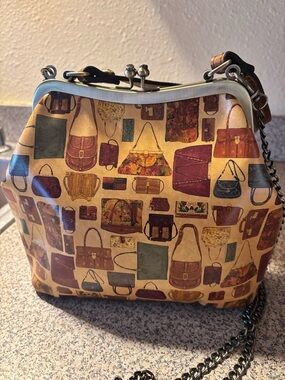 Patricia Nash Cream Crossbody Bag with Multicolor Handbag Print